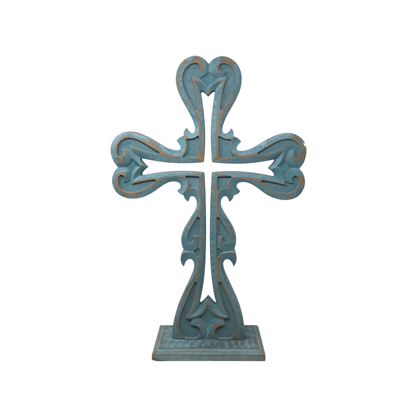 Double Sided Carved Wood Noe Table Cross