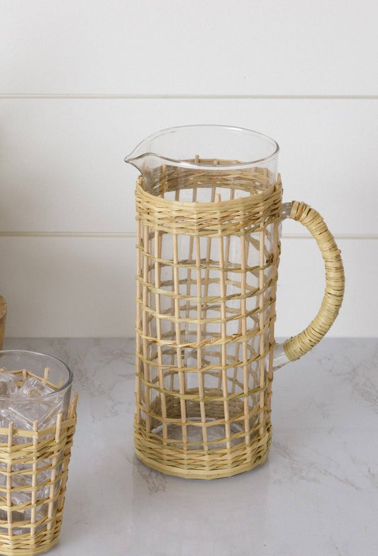 Glass Pitcher With Seagrass Sleeve (PC)