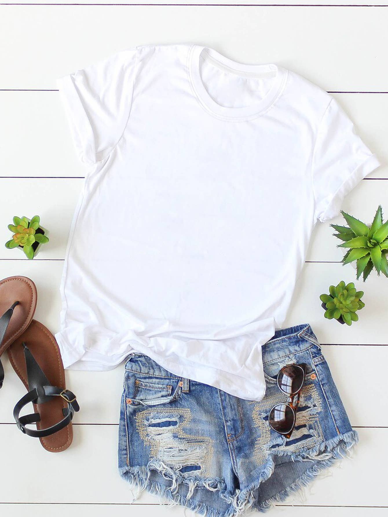 LOOSE SOLID COLOR SHORT SLEEVED T SHIRT_CWTTS0747