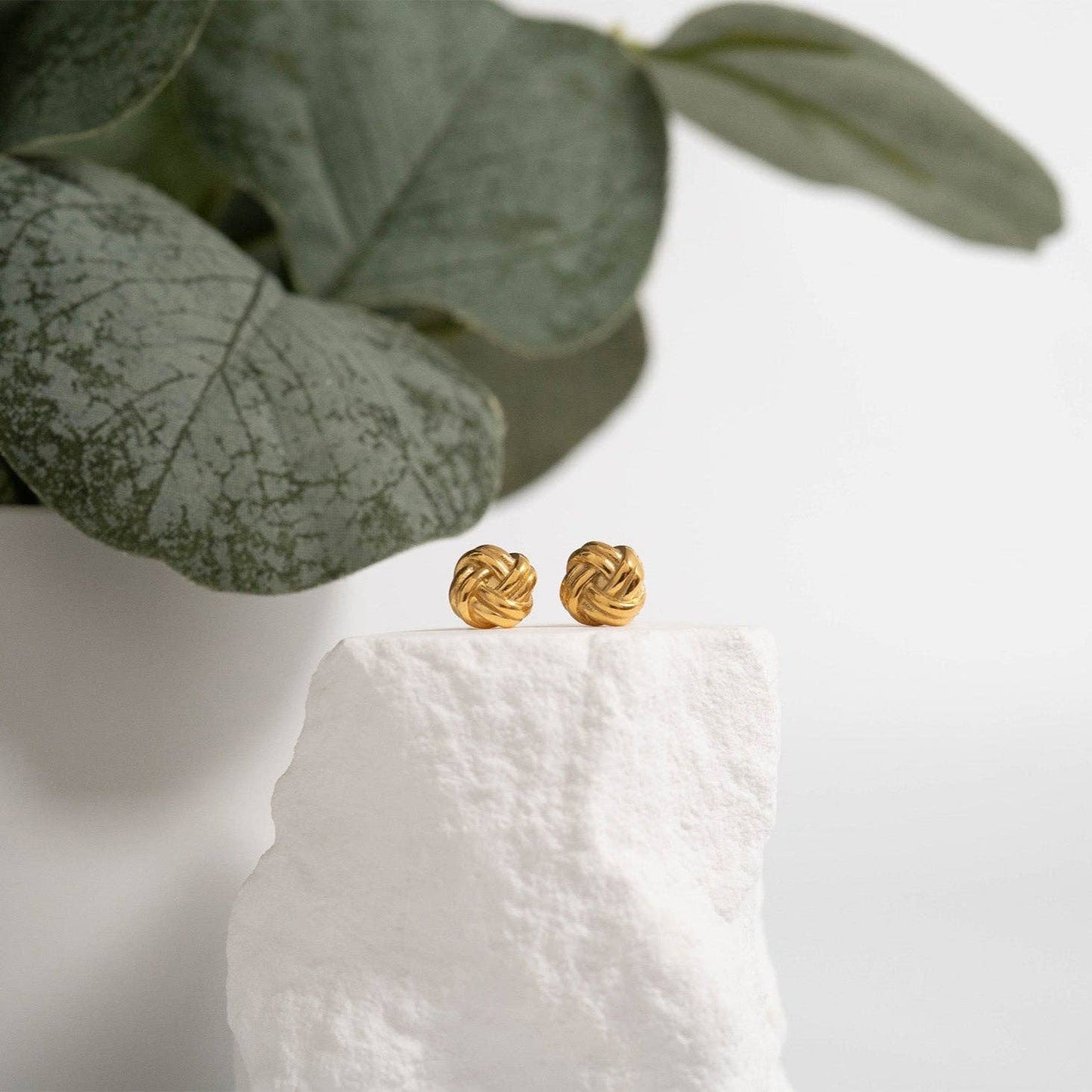 18K Gold PVD Stainless Steel Knot Stud Earrings