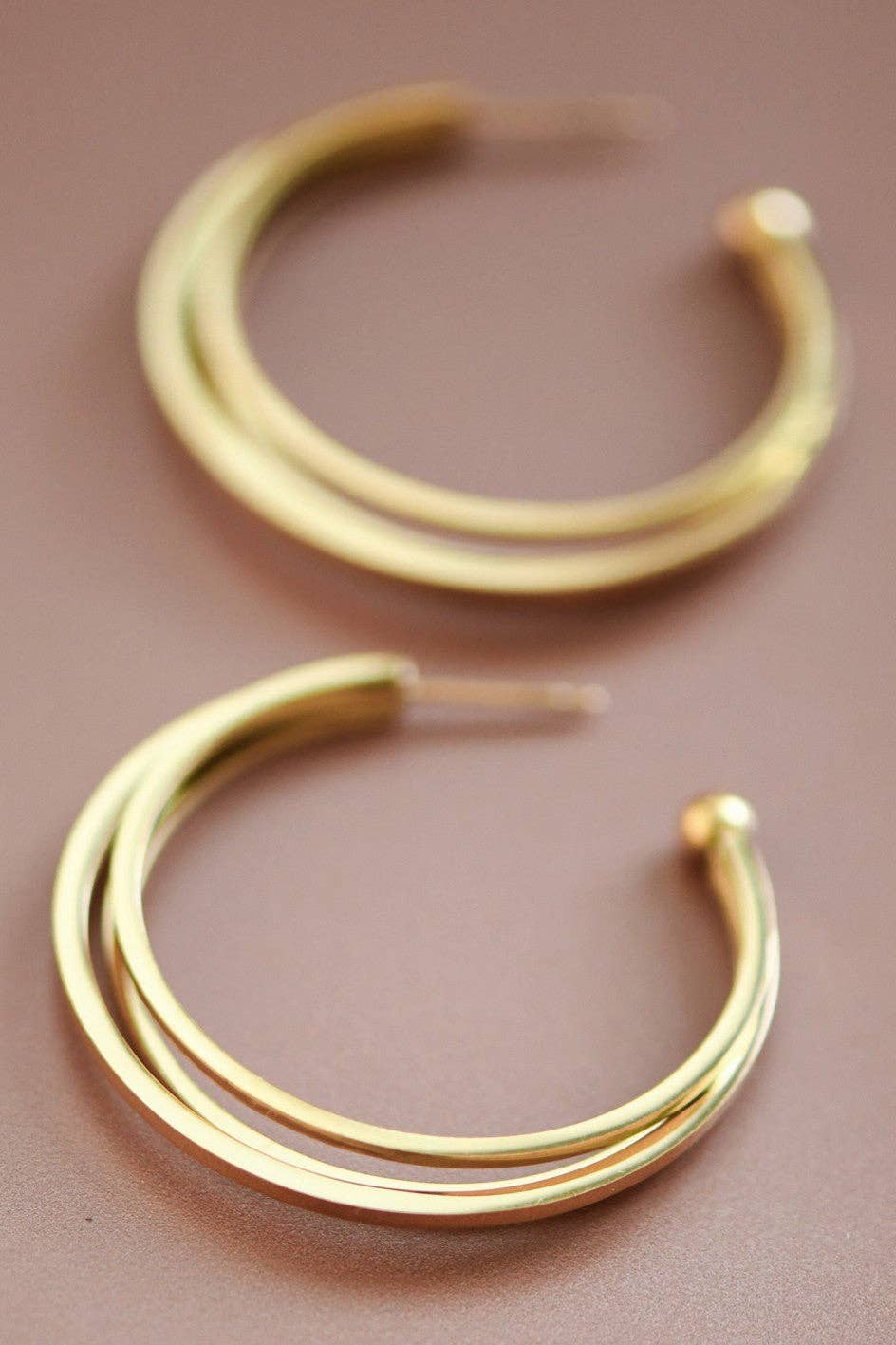 18K Gold PVD Plated Waterproof Stainless Steel Hoop Earrings - 7132