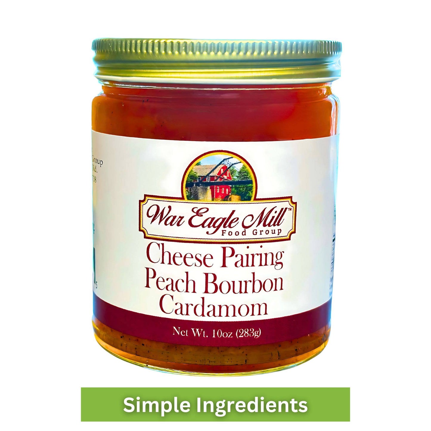 Peach Bourbon Cardamom Preserves for Cheese, 10 Ounce Jar