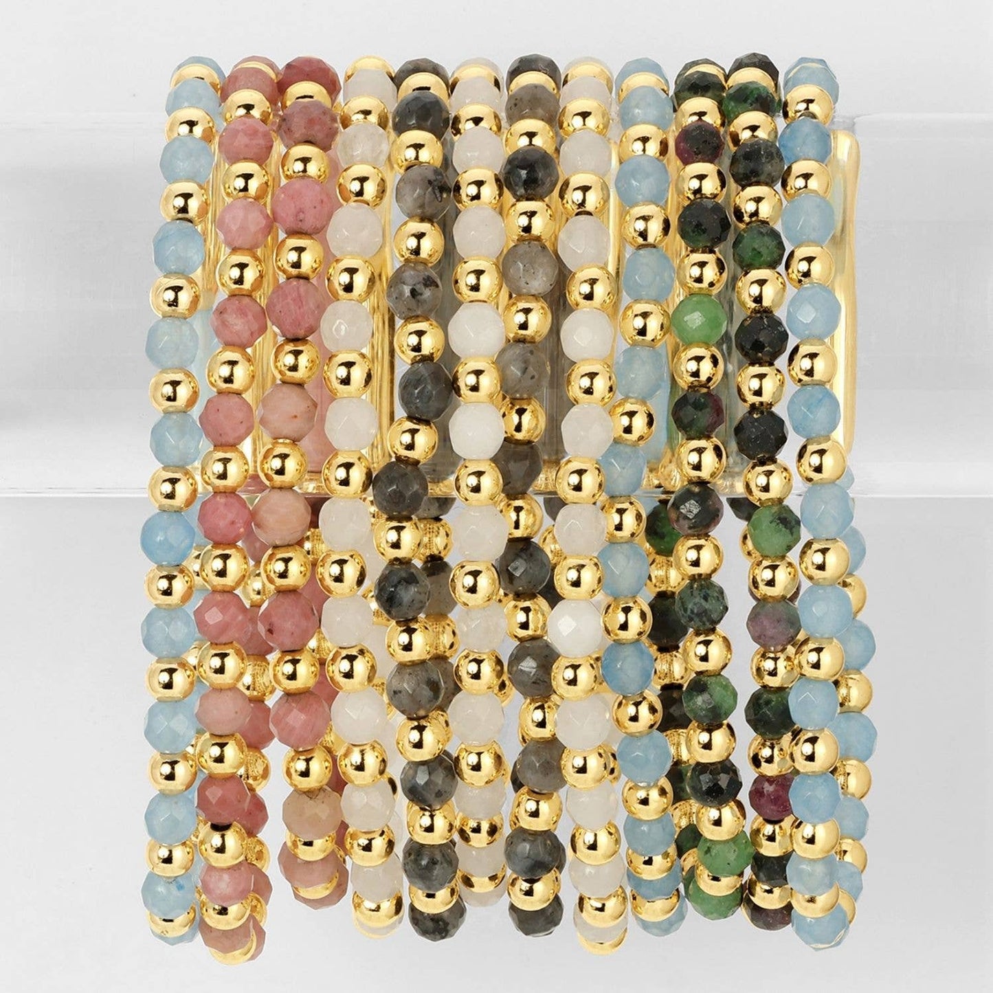 Stretch Stone & Bead Bracelet - Assorted