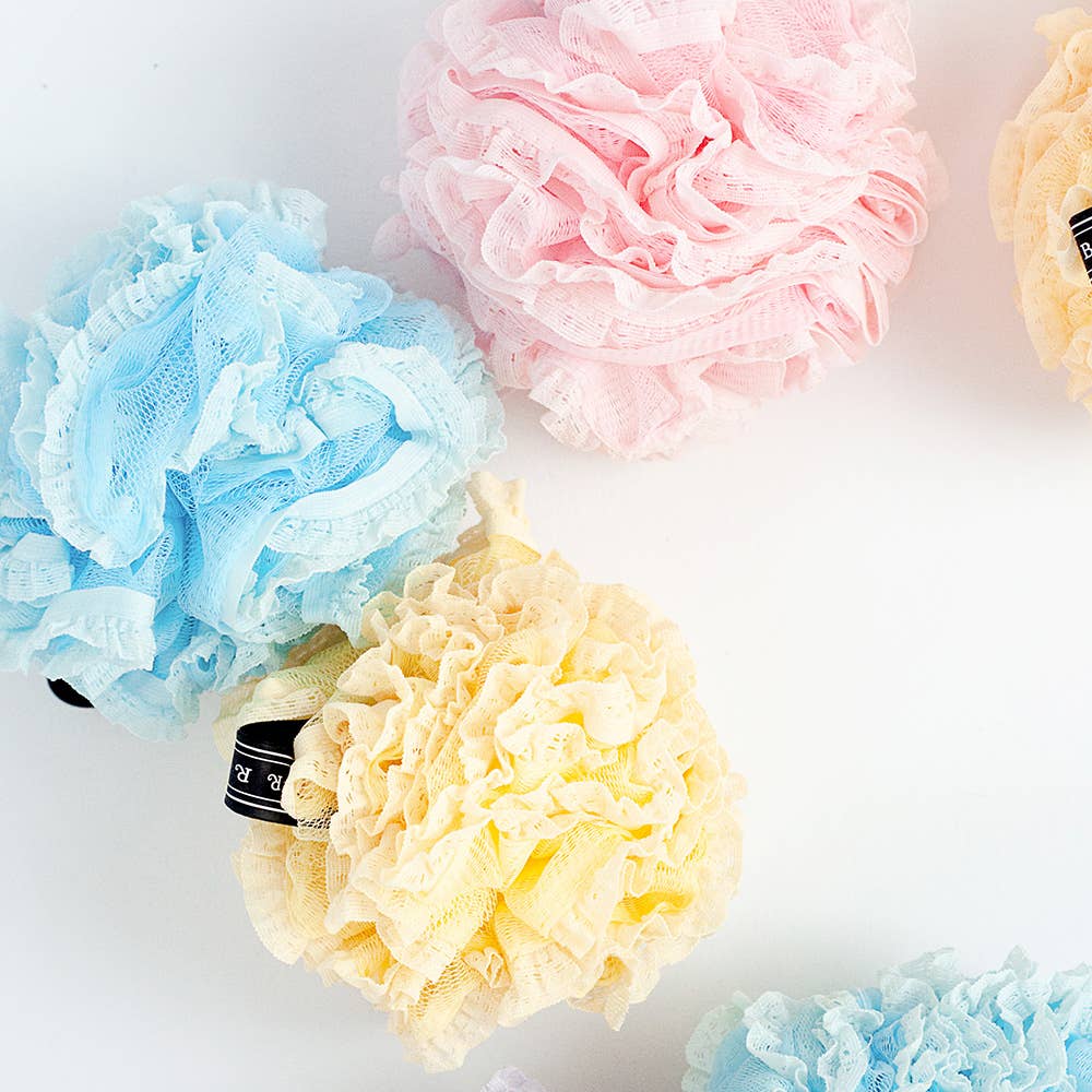 Pink Lacy Extra Poofy Gentle Exfoliating Loofah Bath Sponge