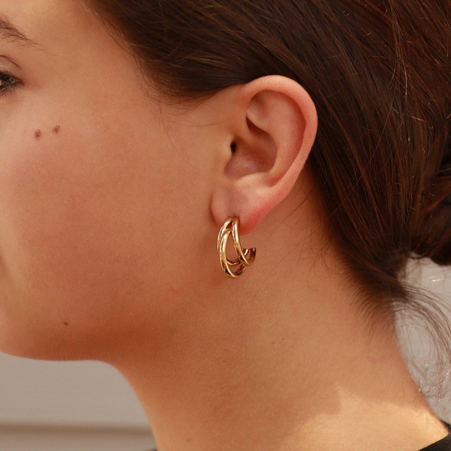 18K Gold PVD Stainless Steel Statement Huggie Hoop Earrings / ERJ0038