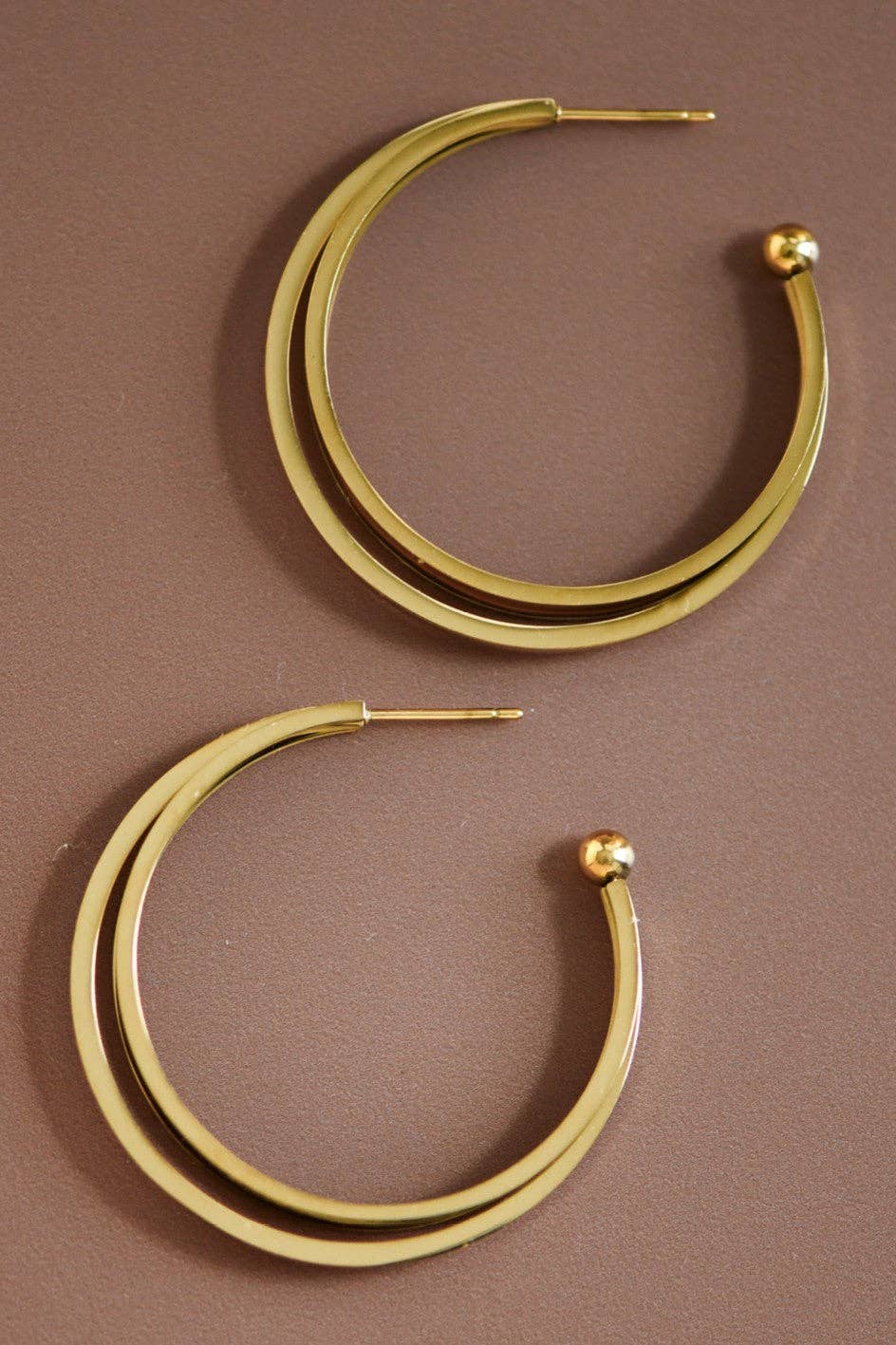 18K Gold PVD Plated Waterproof Stainless Steel Hoop Earrings - 7132