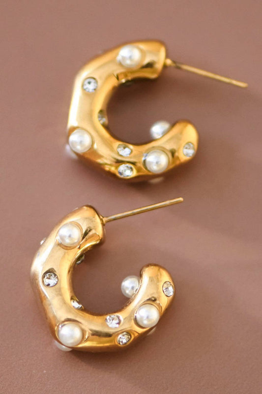 18K Gold Plated Waterproof Stainless Steel Hoop Earrings - 7018
