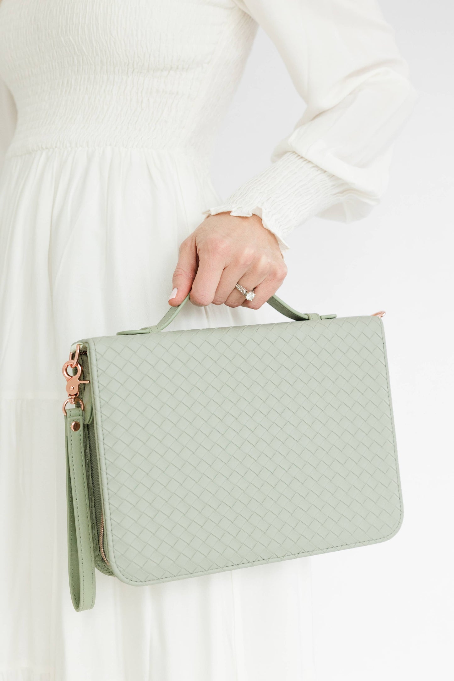 Bible Cover, Weave Bible Case, Crossbody SAGE