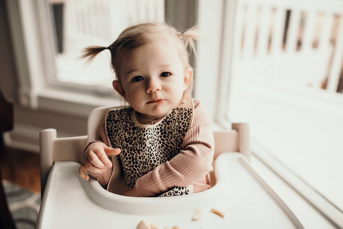 Leopard Print Silicone Bib with Crumb Catcher