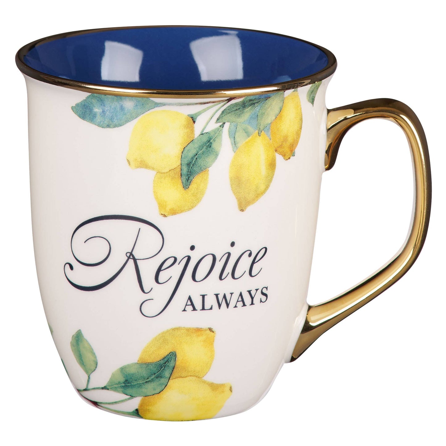 Mug Yellow/Blue Rejoice Always 1 Thess. 5:16