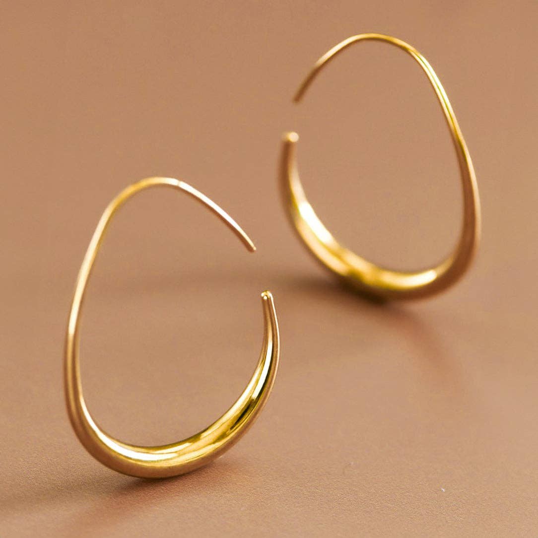 18K Gold Plated Waterproof Stainless Steel Hoop Earrings - 7377