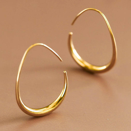 18K Gold Plated Waterproof Stainless Steel Hoop Earrings - 7377