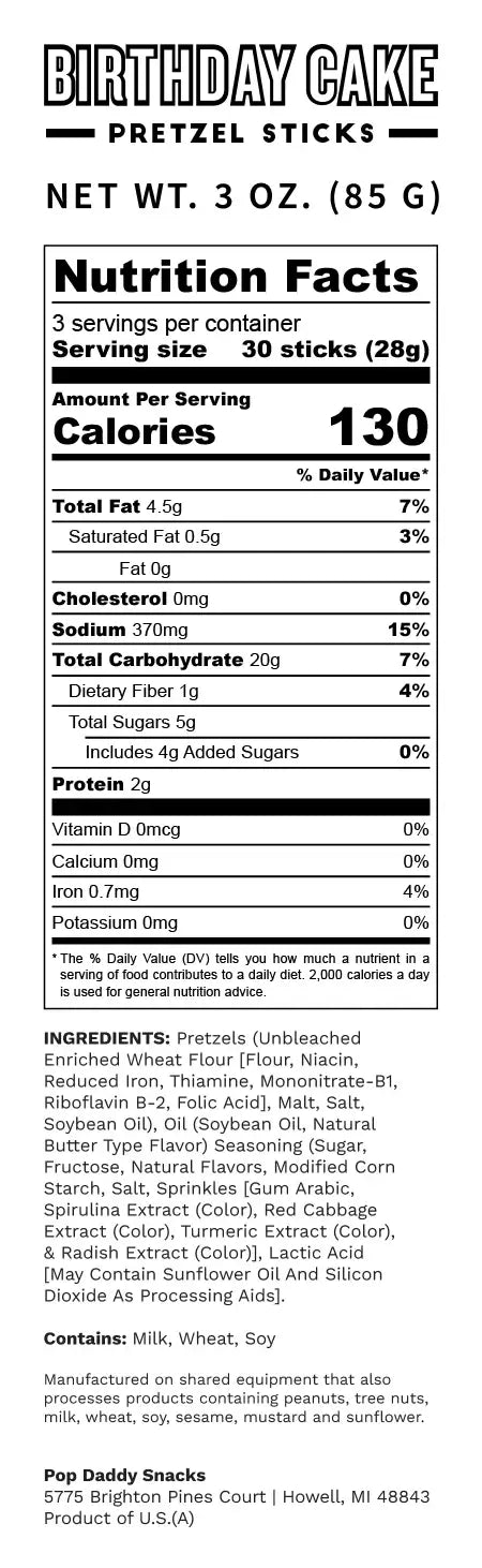 Seasoned Pretzels - 3oz - Birthday Cake(NEW 12CT)