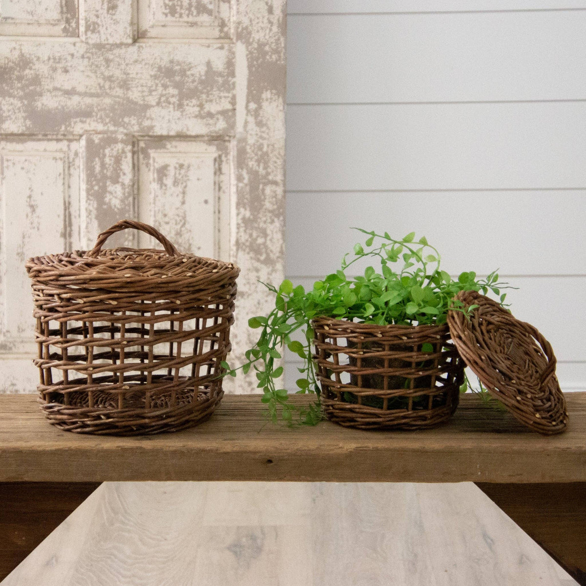 Woven Wicker Baskets With Lid