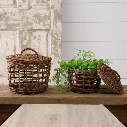Woven Wicker Baskets With Lid