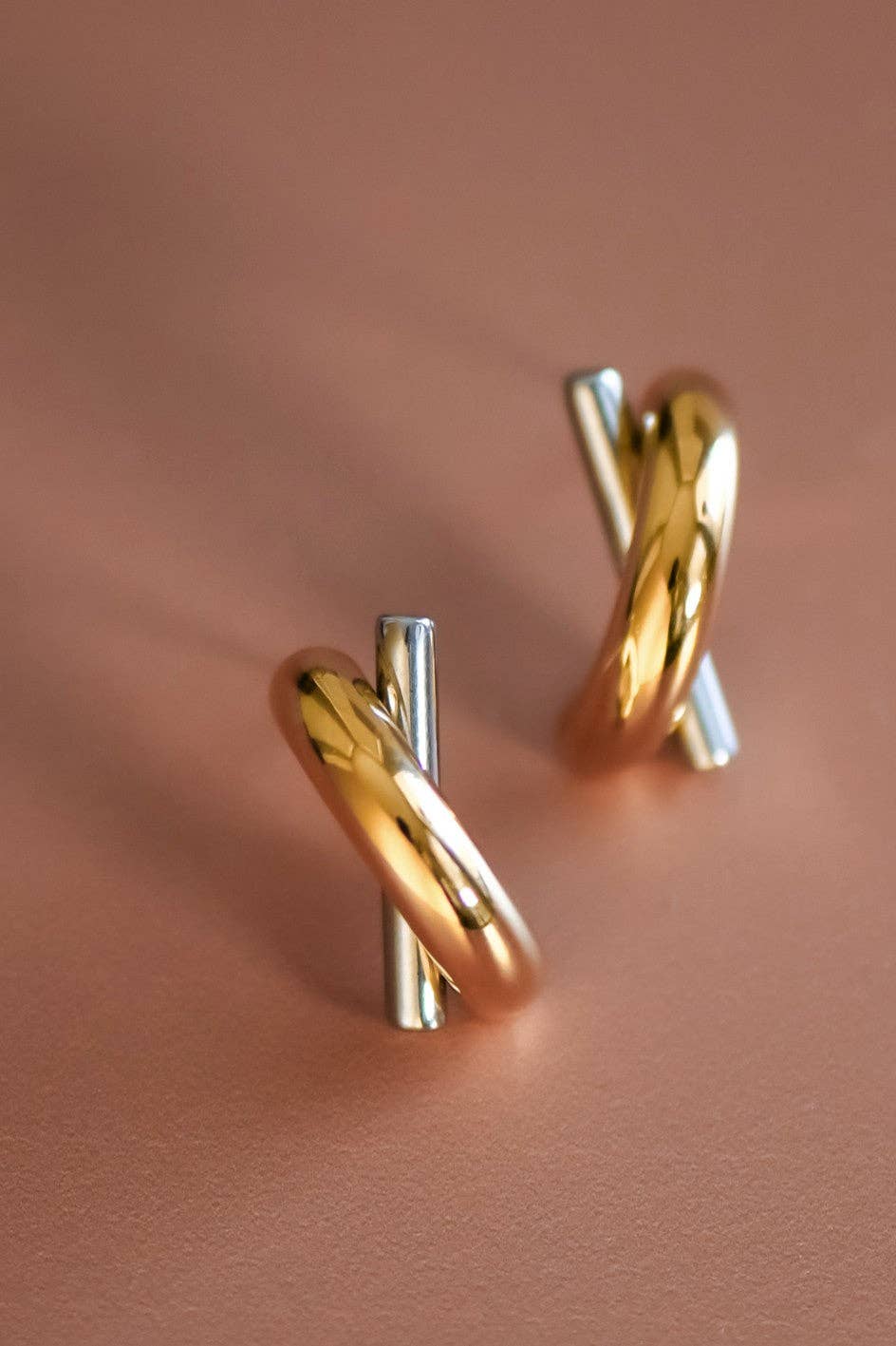 18K Gold PVD Plated Waterproof Stainless Steel Stud Earrings - 7215