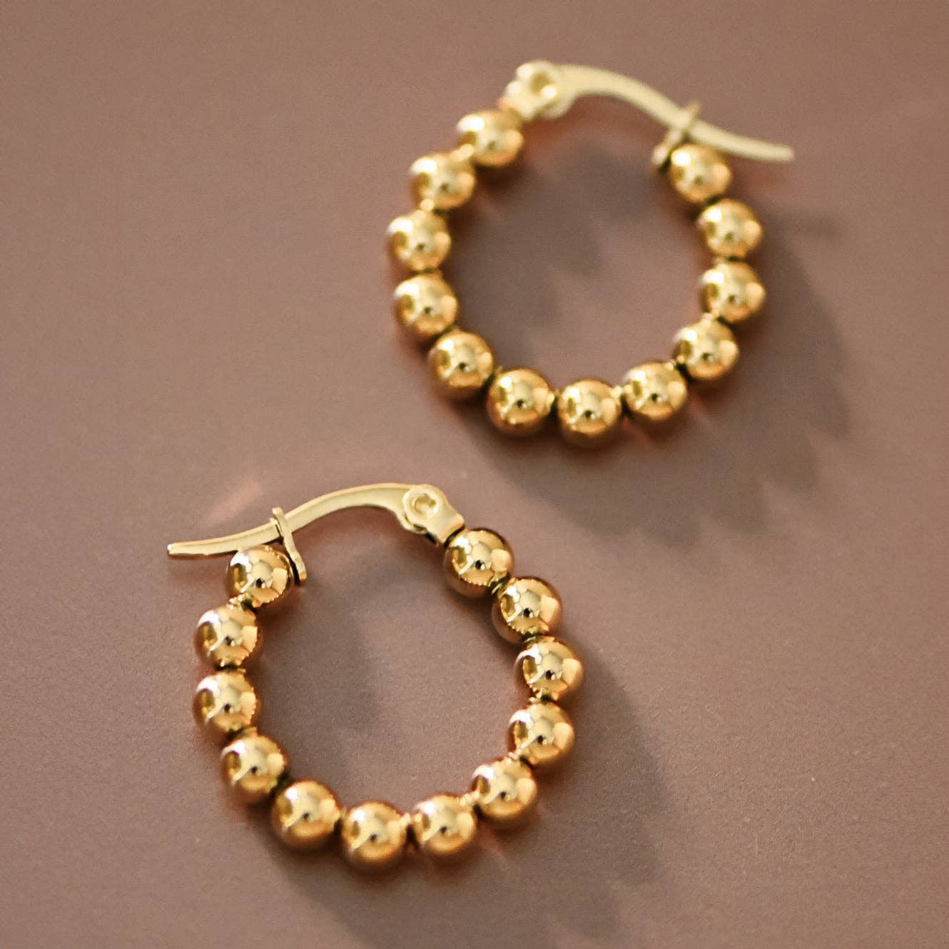 18K Gold Plated Waterproof Stainless Steel Hoop Earrings - 7538