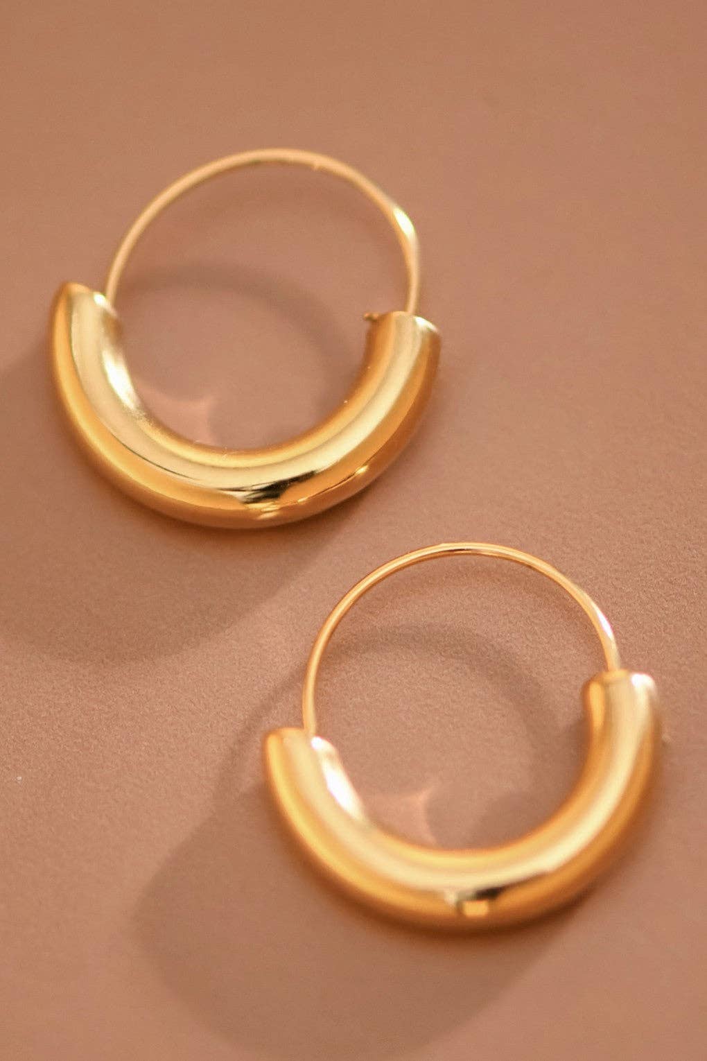 18K Gold Plated Waterproof Stainless Steel Hoop Earrings - 7770