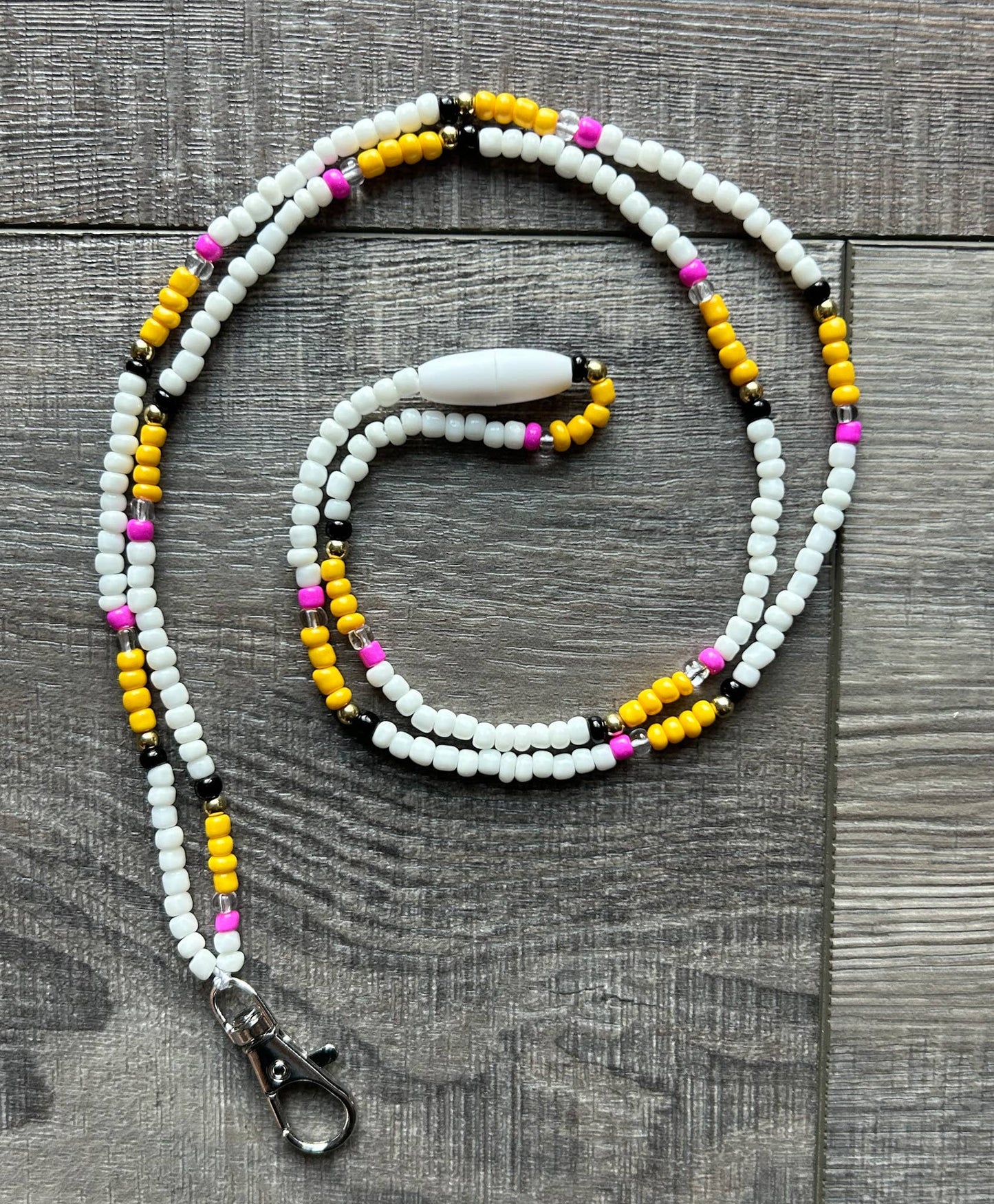 Pencil Teacher Seed Bead Lanyard with Breakaway Clasp