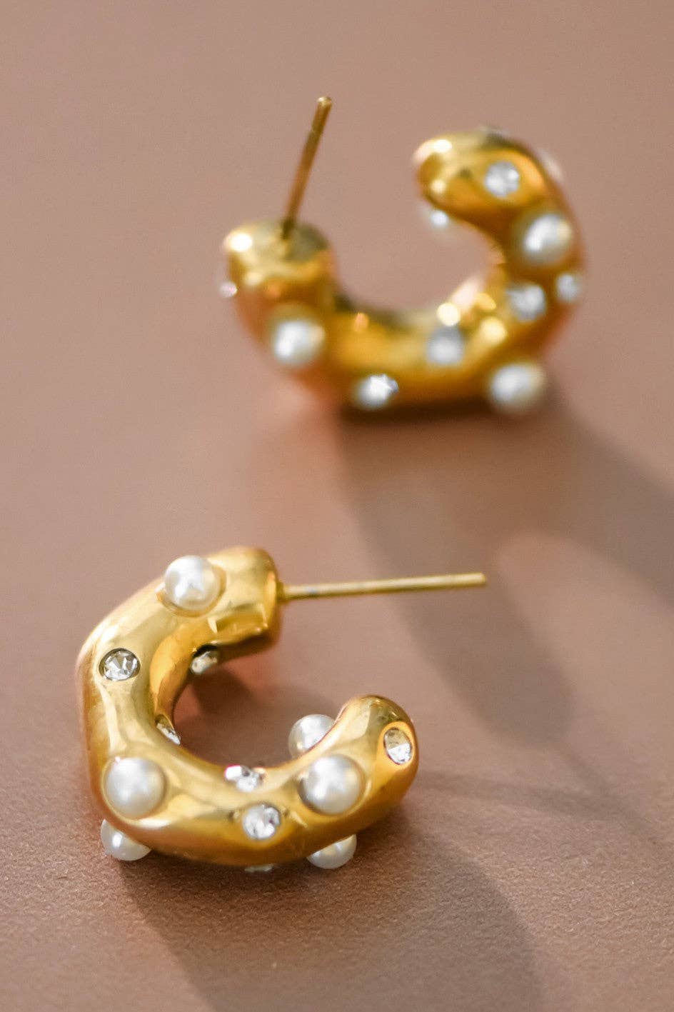 18K Gold Plated Waterproof Stainless Steel Hoop Earrings - 7018