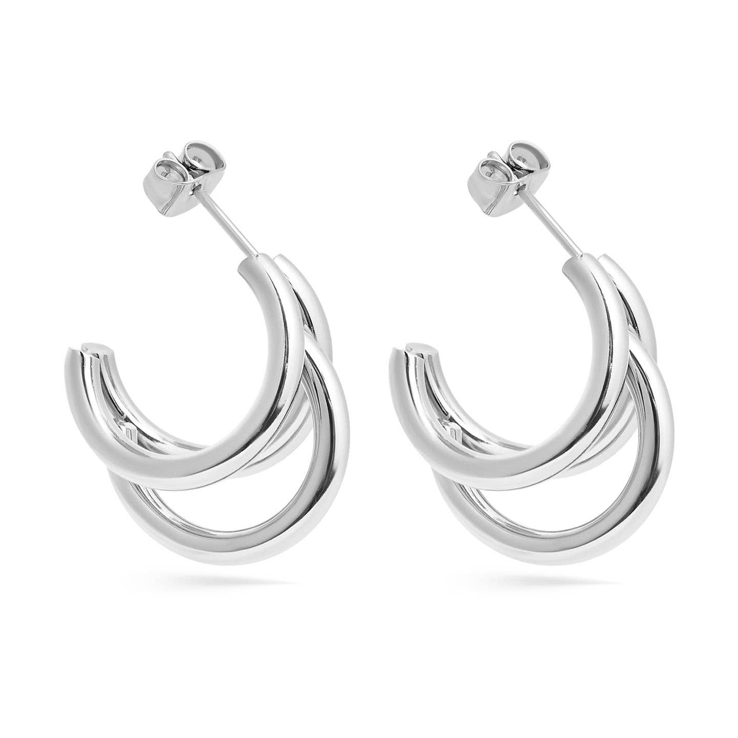 18K Gold PVD Stainless Steel Statement Huggie Hoop Earrings / ERJ0038