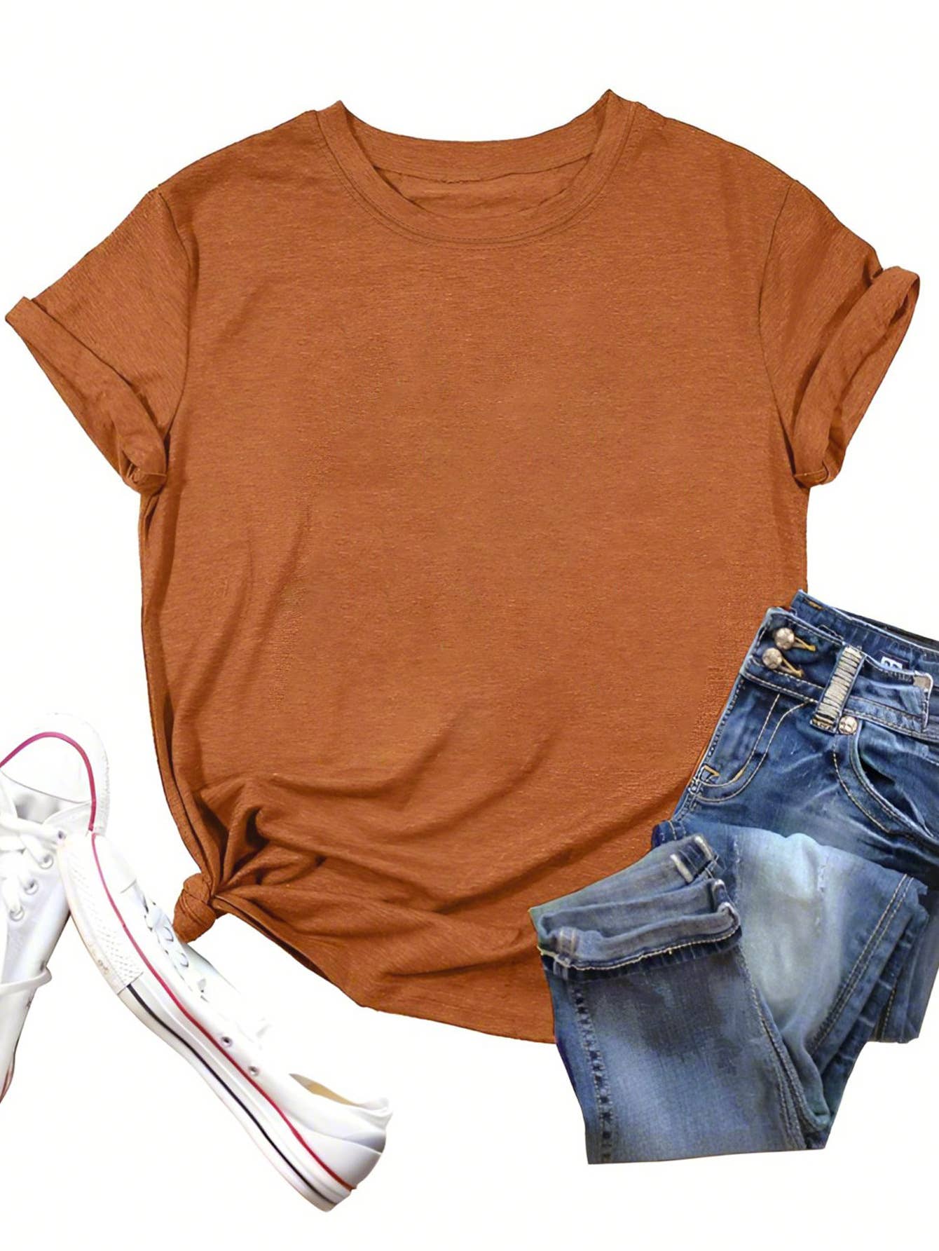 LOOSE SOLID COLOR SHORT SLEEVED T SHIRT_CWTTS0747