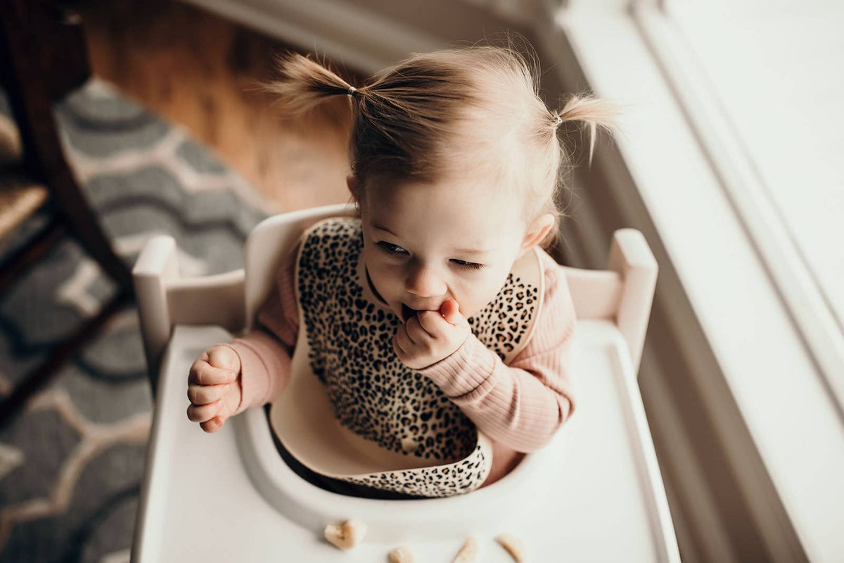 Leopard Print Silicone Bib with Crumb Catcher