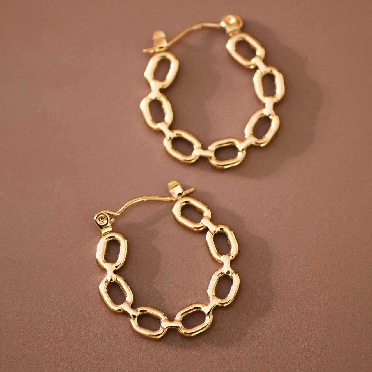 18K Gold Plated Waterproof Stainless Steel Hoop Earrings - 7659