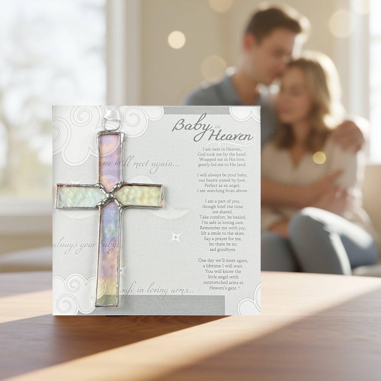 Baby In Heaven: Infant Memorial Stained Glass Cross 3405SG