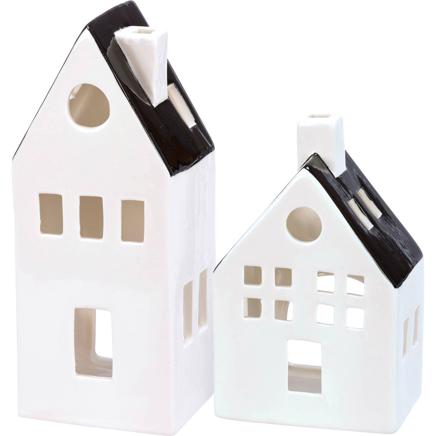 Black And White Houses Figurine