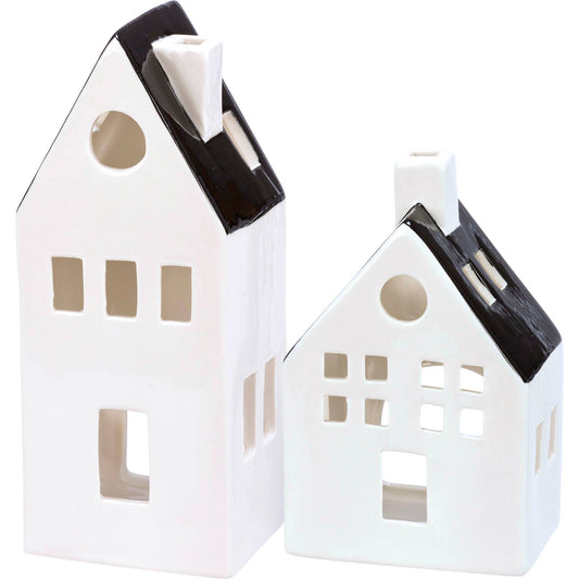 Black And White Houses Figurine