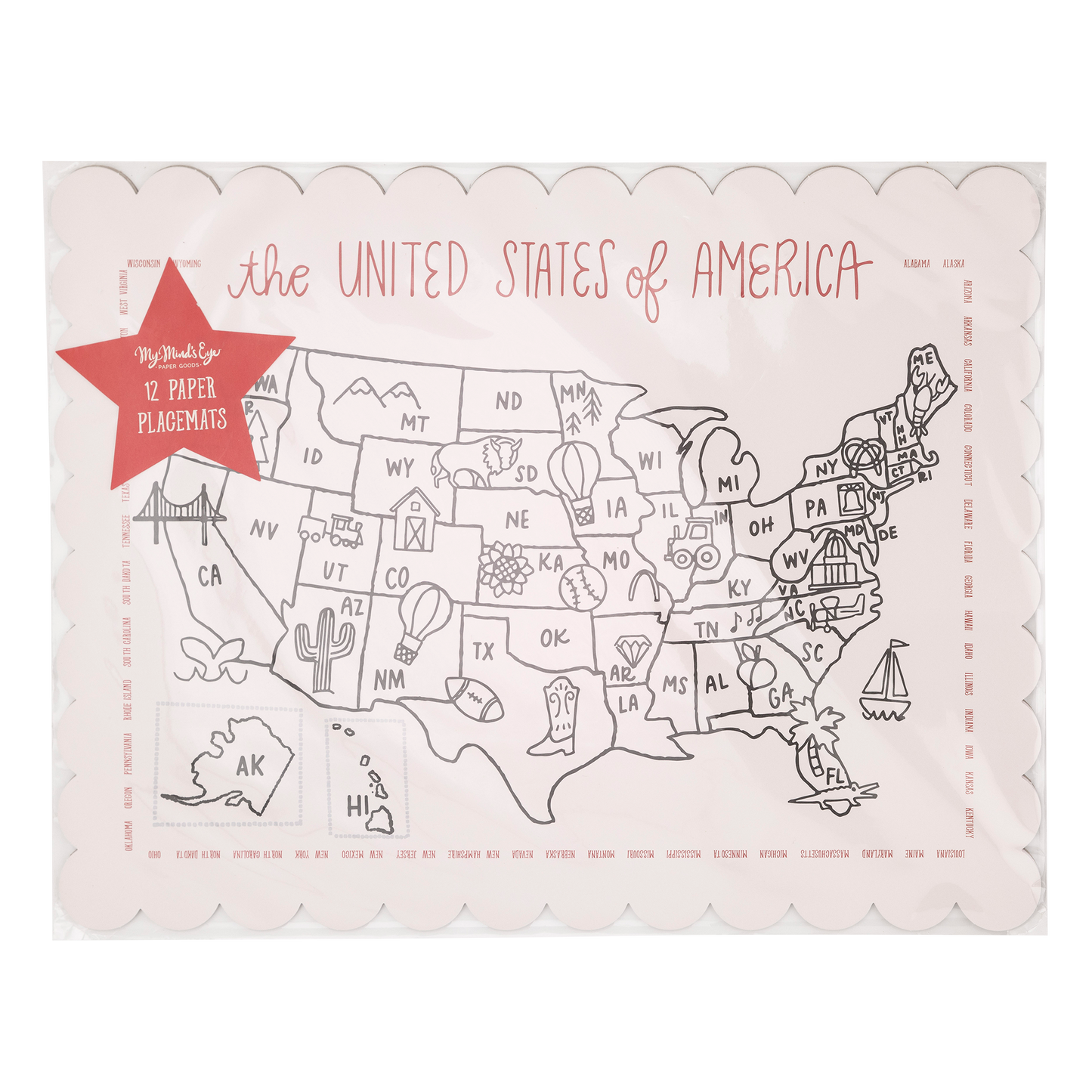 SSP1022 - Color the USA Map Paper Placemat