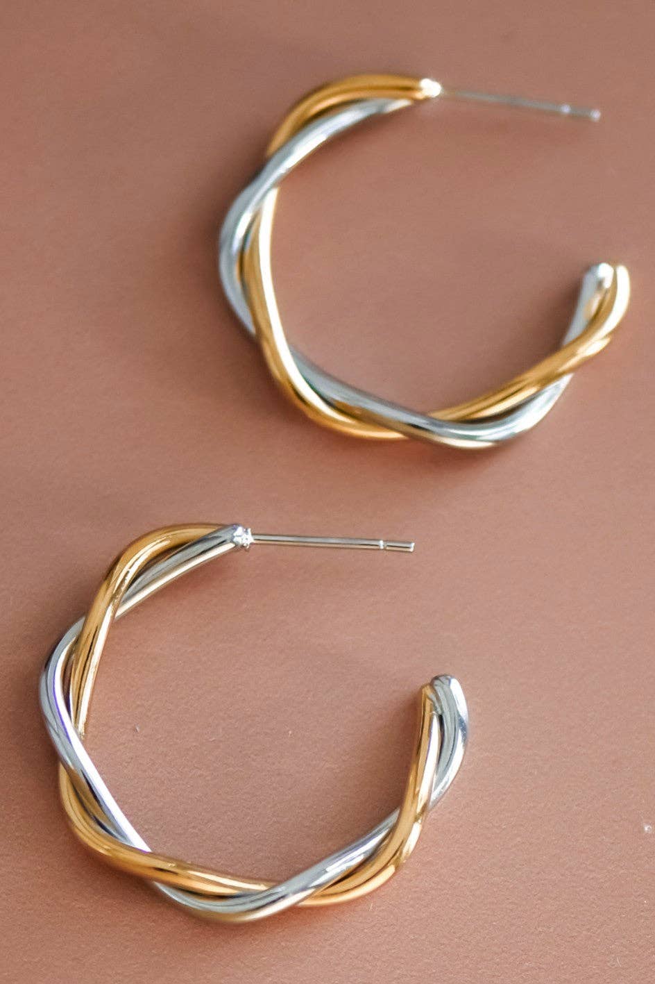 18K Gold PVD Plated Waterproof Stainless Steel Hoop Earrings - 7216
