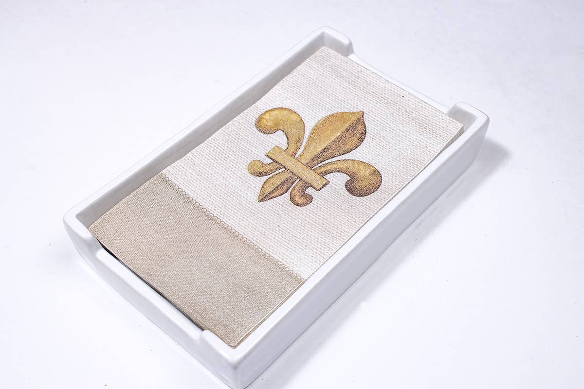 Classic Guest Napkin Holder   White   5x3x8.5