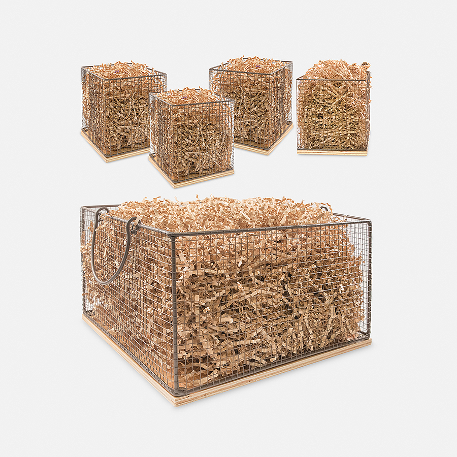 Farmhouse Chicken Wire & Wood Basket Set of 5