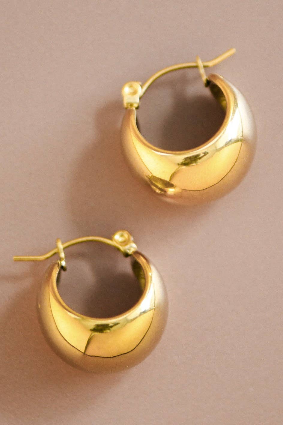 18K Gold Plated Waterproof Stainless Steel Hoop Earrings - 7463