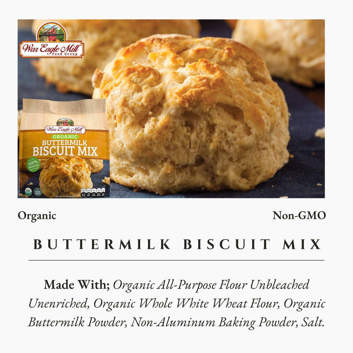 Organic Buttermilk Biscuit Mix, 22 Ounce Bag