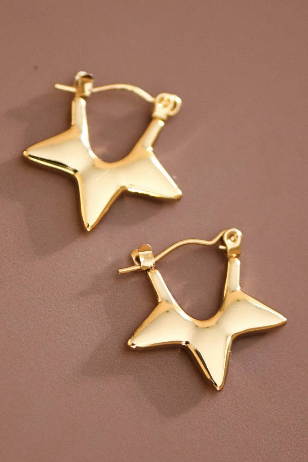 18K Gold Plated Waterproof Stainless Steel Hoop Earrings - 7658