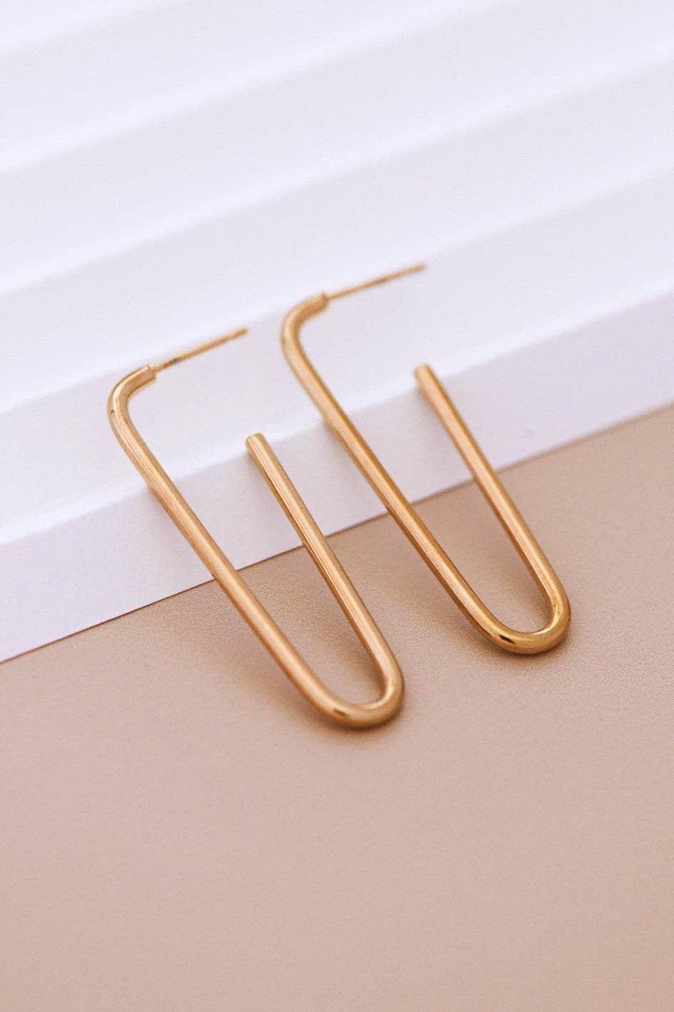 18K Gold Plated Waterproof Stainless Steel Hoop Earrings - 6977