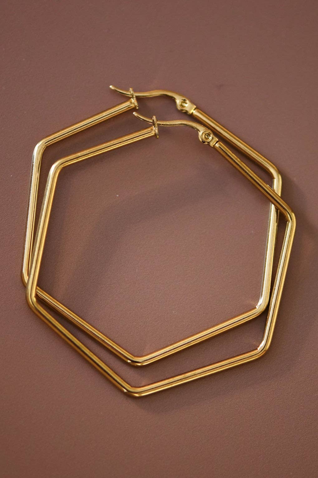 18K Gold Plated Waterproof Stainless Steel Hoop Earrings - 7151