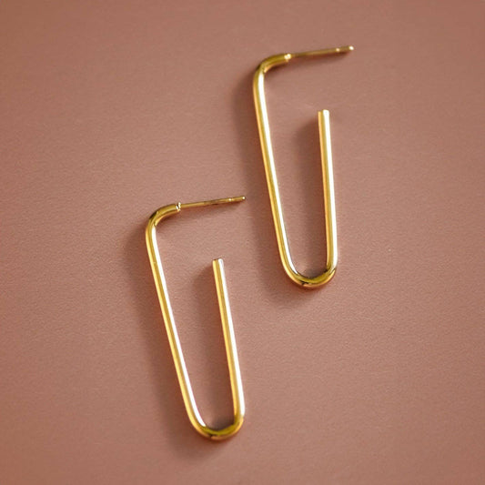 18K Gold Plated Waterproof Stainless Steel Hoop Earrings - 6977