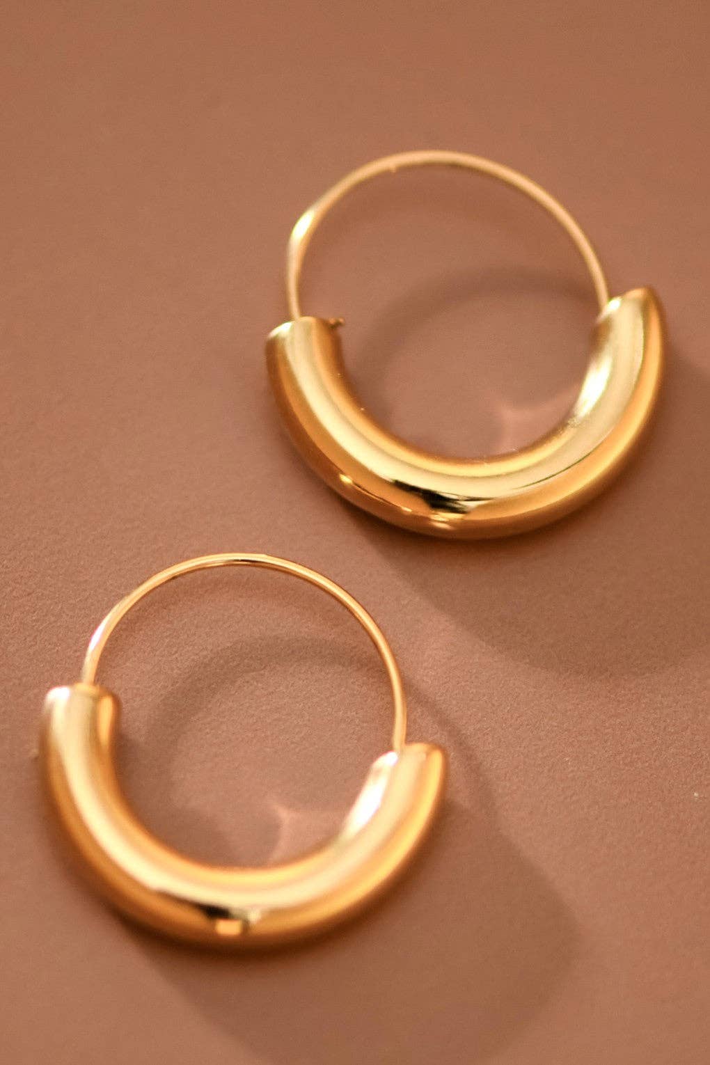 18K Gold Plated Waterproof Stainless Steel Hoop Earrings - 7770