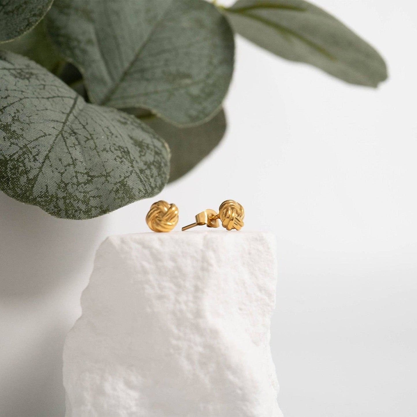 18K Gold PVD Stainless Steel Knot Stud Earrings