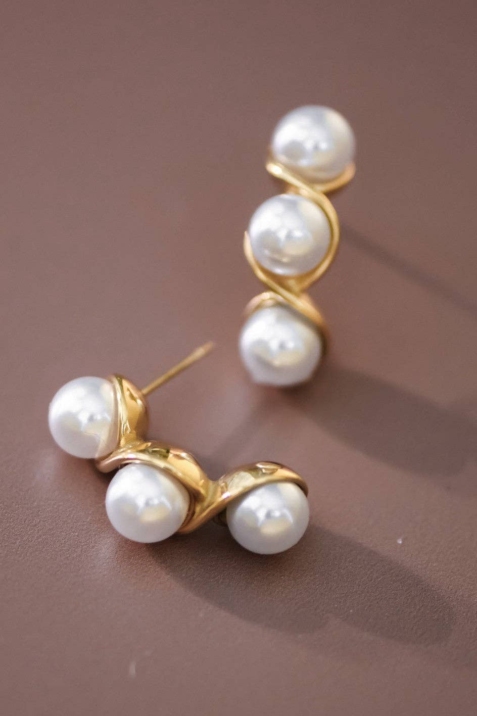 18K Gold PVD Plated  Waterproof Stainless Steel Stud Earrings - 7093