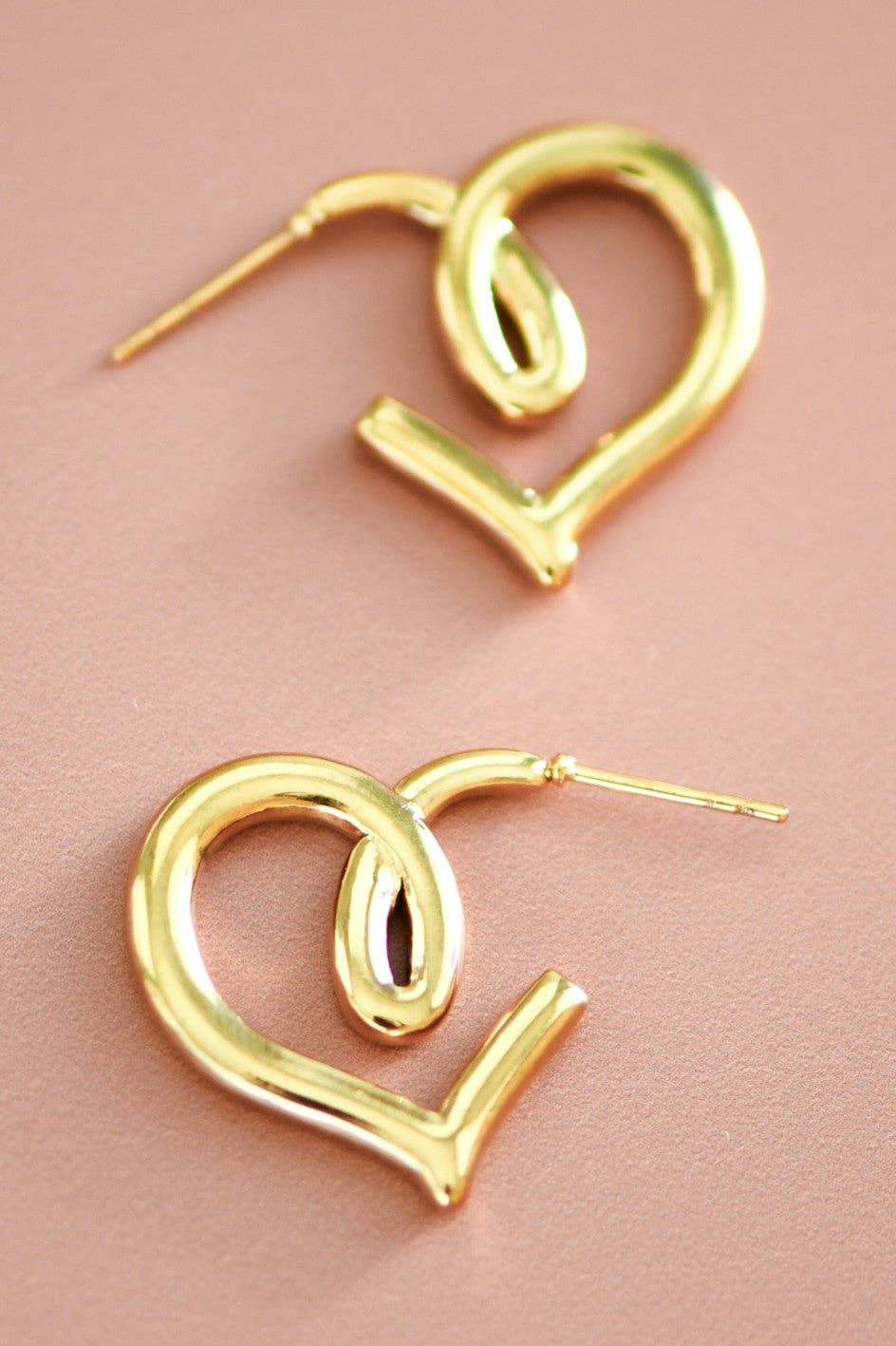 18K Gold Plated Waterproof Stainless Steel Hoop Earrings - 7375