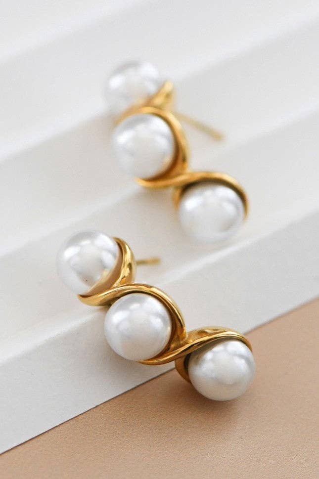 18K Gold PVD Plated  Waterproof Stainless Steel Stud Earrings - 7093