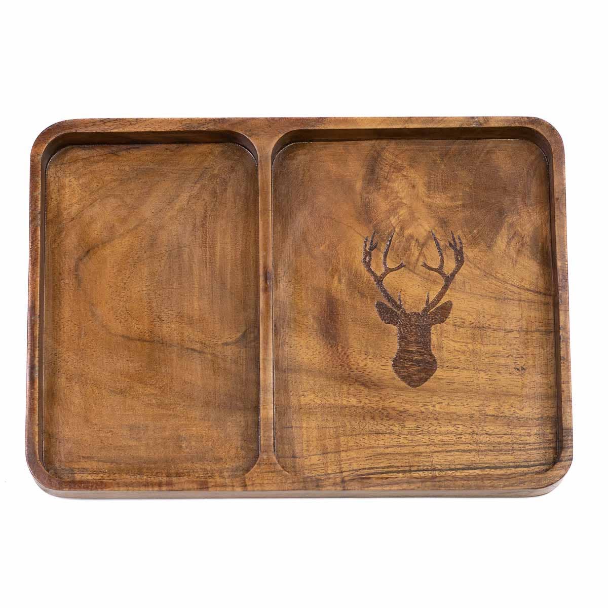 Deer Etched Wood Valet Tray   Natural   10x7x1