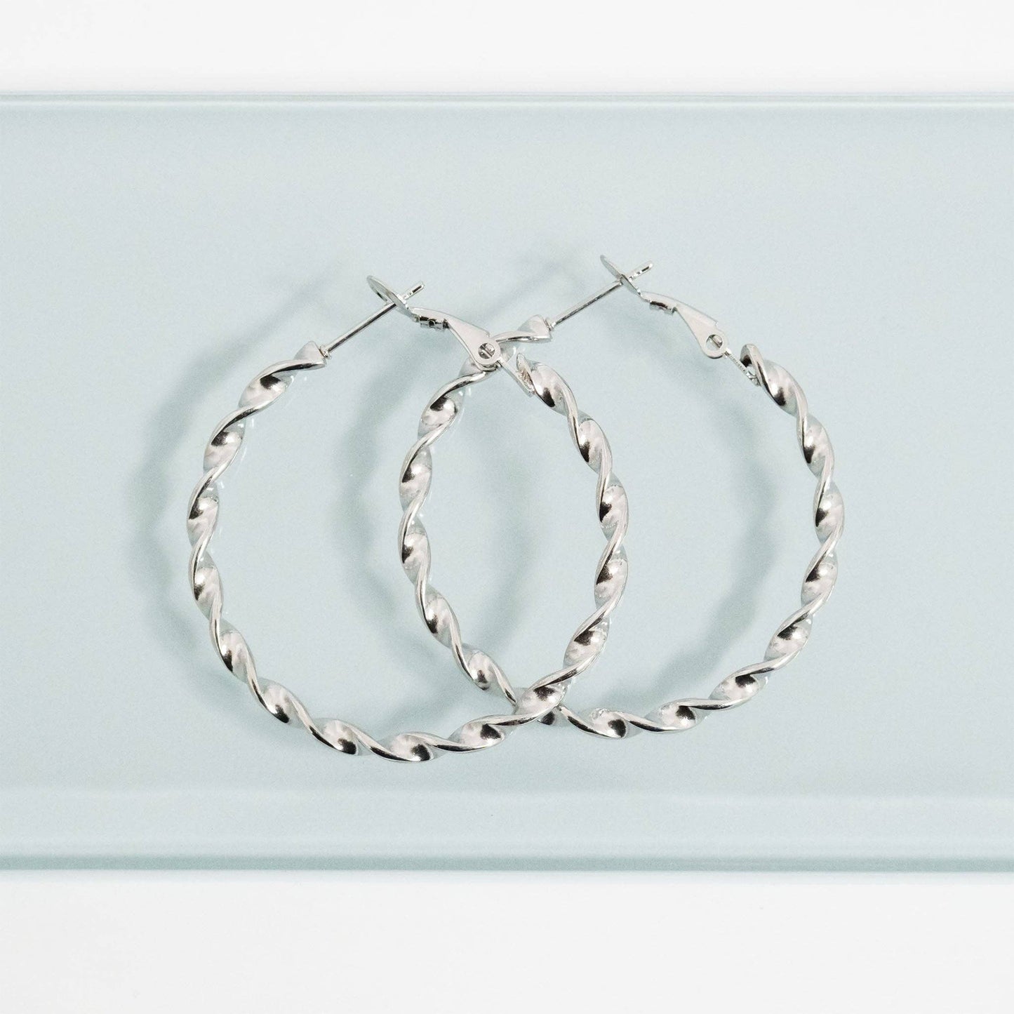 18K Gold PVD Stainless Steel Twist Hoop Earrings