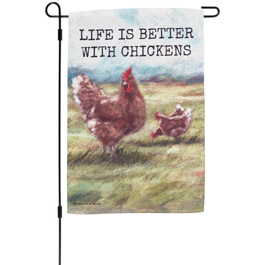 Better With Chickens Garden Flag