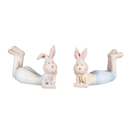 Easter Thinking Bunny Decorative Figurine Set 2